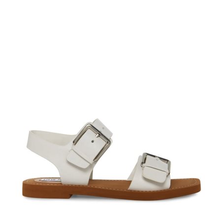 Sandalias Planas Steve Madden Santo Cuero Mujer Blancas | ES WH2098